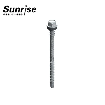 Knurled Double Thread Hex Washer Head Drilling Screws