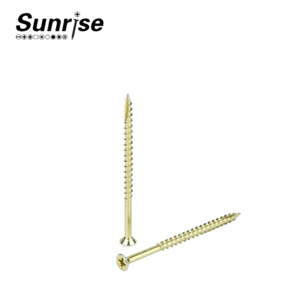Skru Papan Serpai Bersalut Zink Kuning Kepala Philips Countersunk