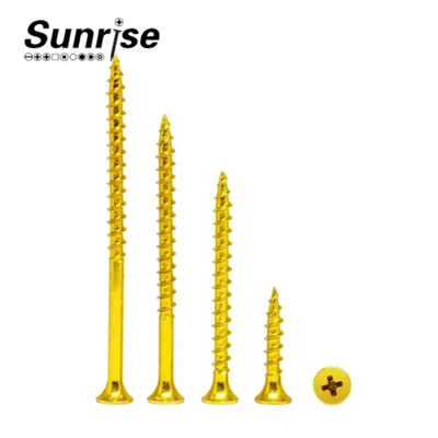 Skru Papan Zarah Kepala Countersunk Bersalut Zink Kuning Silang Recessed